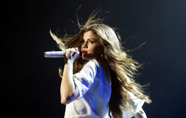 Девушка, микрофон, певица, селена гомез, Selena Gomez