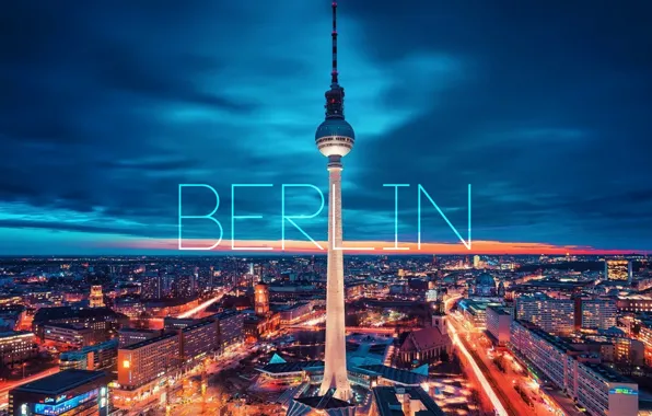 Ночь, city, berlin