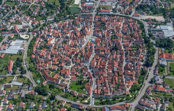 Картинка крыша, дома, Германия, Бавария, панорама, Вемдинг