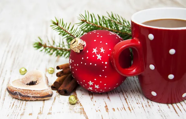 Зима, украшения, праздник, Рождество, чашки, Happy New Year, winter, Merry Christmas
