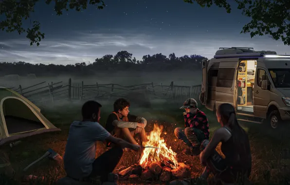 Spring, campaign spring, camp fire