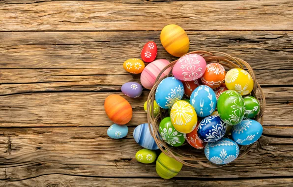 Яйца, весна, colorful, Пасха, happy, wood, spring, Easter