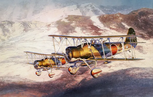 Картинка небо, рисунок, арт, бомбардировщики, японские, WW2, палубные, пикирующие