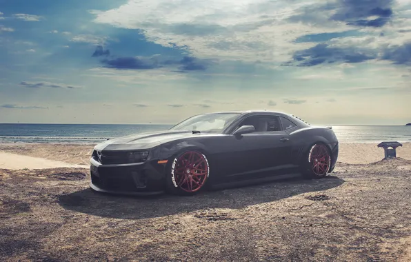 Пляж, суперкар, Chevrolet Camaro