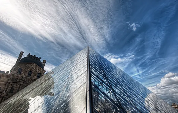 Облака, париж, франция, paris, лувр, france, clouds, louvre