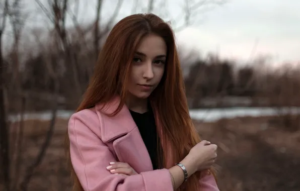 Взгляд, модель, портрет, вечер, макияж, прическа, шатенка, красотка