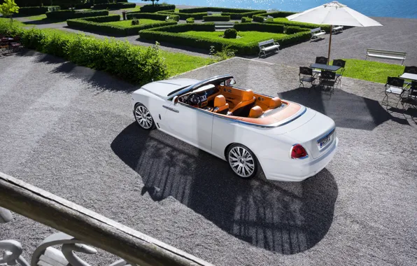 Авто, белый, солнце, Rolls-Royce, кабриолет