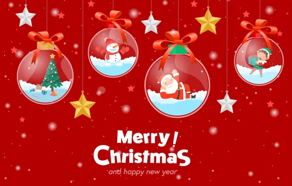 Картинка Рождество, Новый год, Эльф, Санта Клаус, Звёзды, Happy New Year, Ёлка, Merry Christmas
