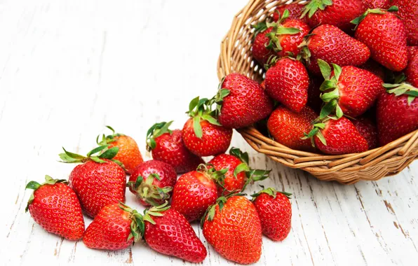 Ягоды, клубника, red, fresh, strawberry, berries, basket