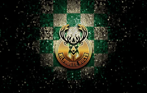 Wallpaper, sport, logo, basketball, NBA, Milwaukee Bucks, glitter, checkered