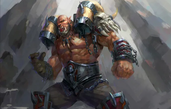 Воин, арт, орк, wow, world of warcraft, Гаррош Адский Крик, Garrosh Hellscream