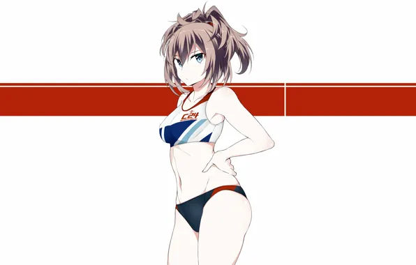 Girl, sexy, brown hair, boobs, anime, blue eyes, beautiful, short hair