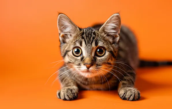 Кошка, кот, взгляд, поза, котенок, мордашка, ИИ-арт, нейросеть