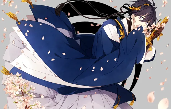 Цветы, аниме, арт, парень, Touken ranbu
