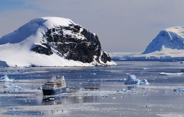 Море, корабль, льды, Antarctica