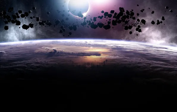 Картинка планета, астероиды