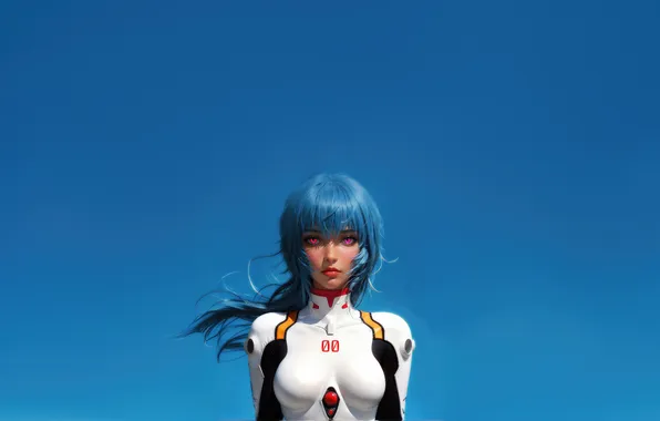 Картинка minimal, evangelion, neon, genesis, rei ayanami