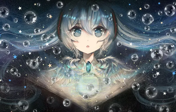 Картинка девушка, пузыри, аниме, арт, книга, vocaloid, hatsune miku