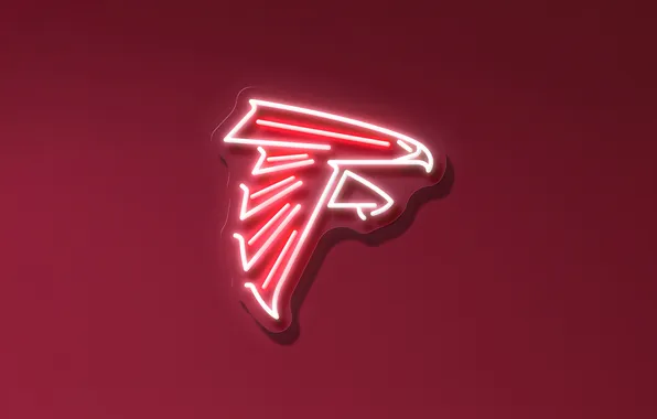 Картинка Sports, Red background, Atlanta Falcons, Neon logo, American football team, NFL team