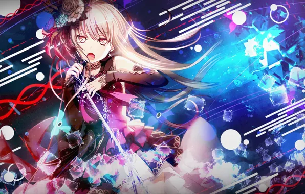 Девушка, певица, поёт, BanG Dream!
