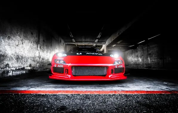 Картинка Light, Mazda, Red, Drift, Car, RX-7