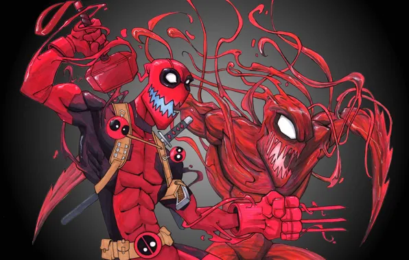 Обои Меч, Deadpool, Marvel, Дэдпул, Carnage, Wade Wilson, Карнаж на ...