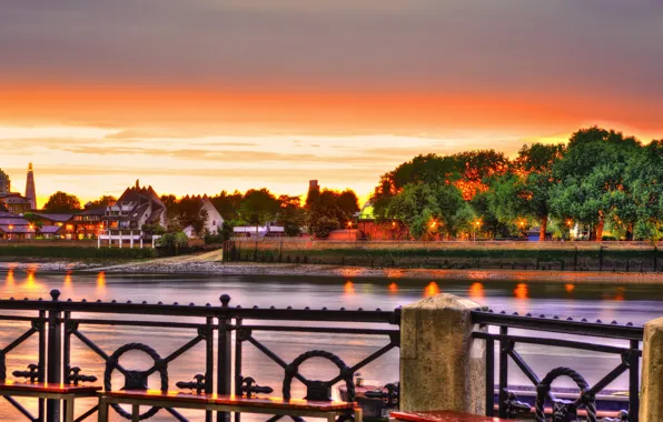 Лето, закат, HDR, Великобритания
