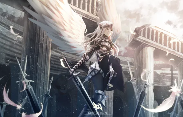 Картинка девушка, ангел, аниме