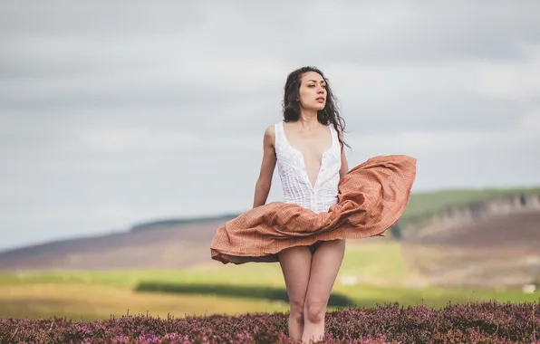 Девушка, поза, фон, Rebecca Tun