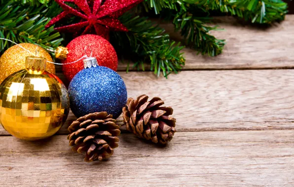 Шары, елка, Новый Год, Рождество, wood, merry christmas, decoration, xmas