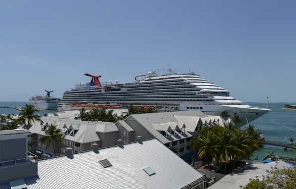 Море, город, порт, лайнер, Carnival Magic