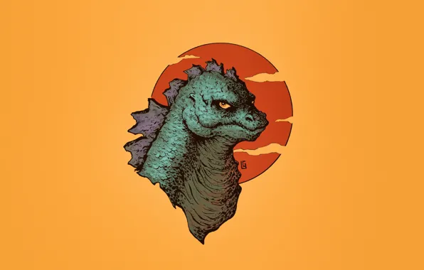 Картинка Рисунок, Монстр, Фон, Годзилла, Арт, Art, Godzilla, Kaiju