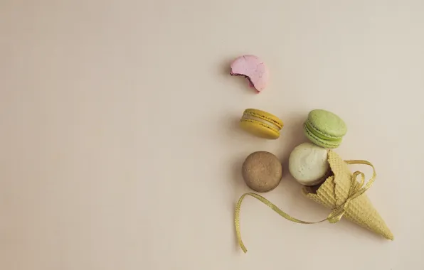 Лента, macarons, вафельный рожок
