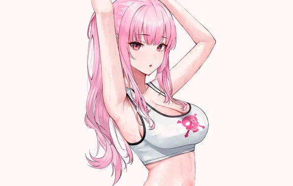 Картинка girl, sexy, cleavage, pink hair, long hair, boobs, anime, beautiful