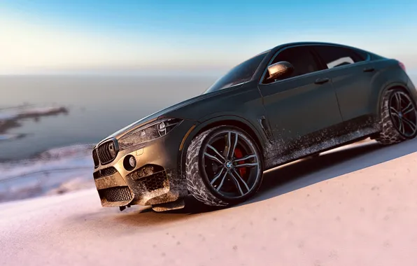 HDR, BMW, Sky, Winter, X6M, Mountain, Snow, Game