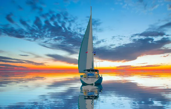 Картинка sea, water, ship, yacht, boat, sail, sailboat, teamwork