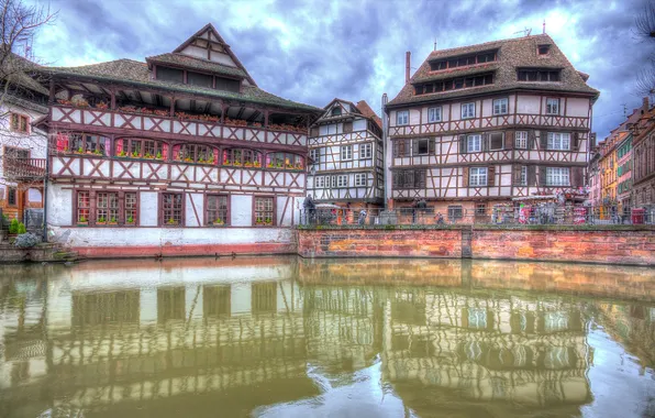 Картинка Франция, дома, hdr, канал, Страсбург