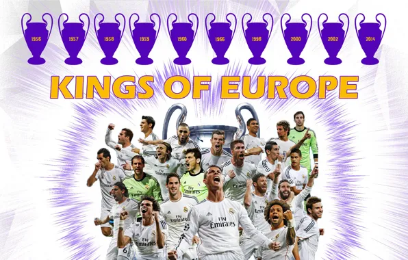 Wallpaper, sport, team, football, Real Madrid CF, players, UEFA Champions League Winners