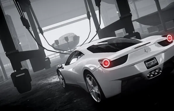 Машина, туман, ч/б, GTA 4, Ferrari Italia
