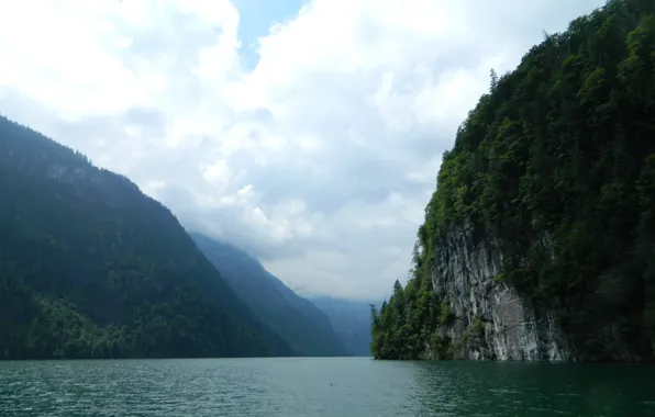 Berge, Grün, Wasser, See