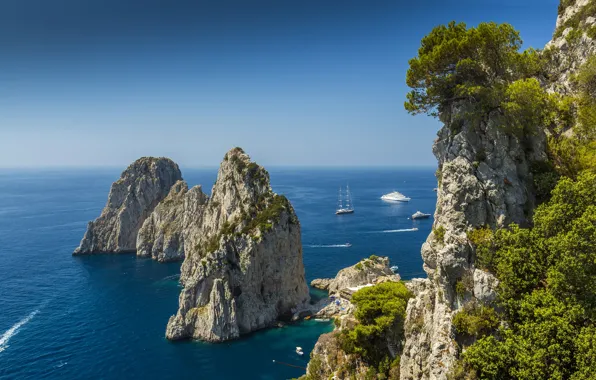Природа, Море, Скала, Италия, Capri