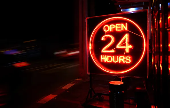 Lights, fluorescent, service, hours, signage