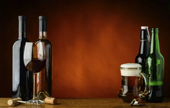 Wine, beer, drinks