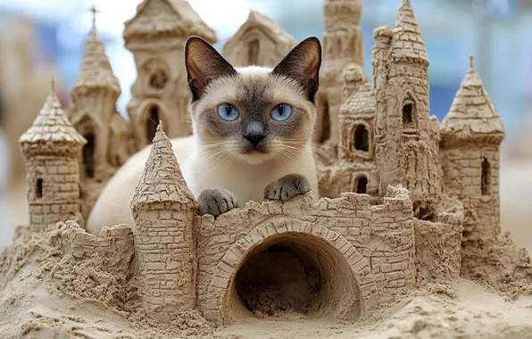 Кошка, кот, взгляд, поза, мордашка, ИИ-арт, нейросеть