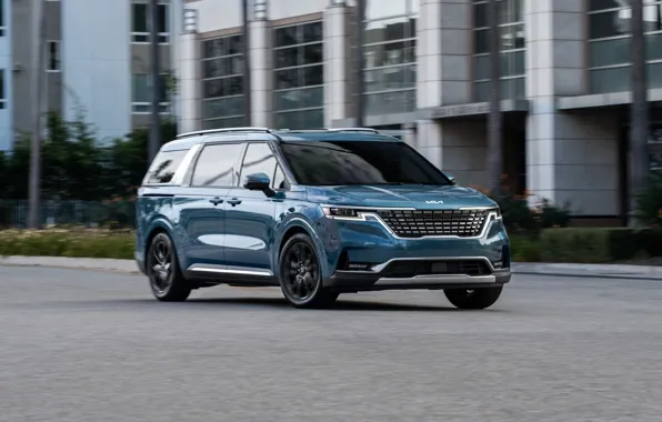 Car, машина, асфальт, движение, здание, сорость, Kia, минивен