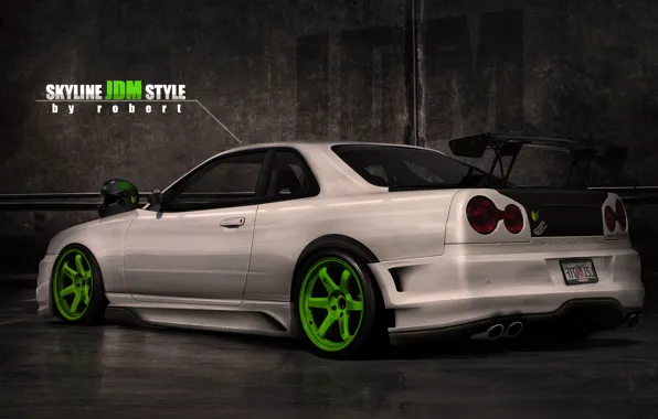 Стиль, тюнинг, зад, nissan, шлем, skyline, style, ниссан