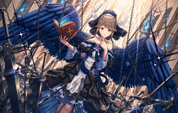 Девушка, ангел, корона, клетки, цепи, THE iDOLM@STER, IdolM@ster