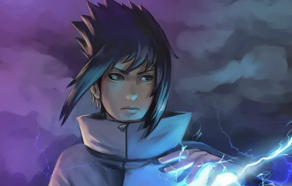 Naruto, art, sasuke uchiha, jutsu, chidori