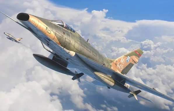 ВВС США, истребитель-бомбардировщик, North American, сверхзвуковой, Super Sabre, F-100D, Antonis (rOEN911) Karidis, американский одноместный одномоторный