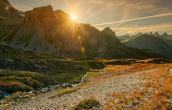 Солнце, горы, природа, река